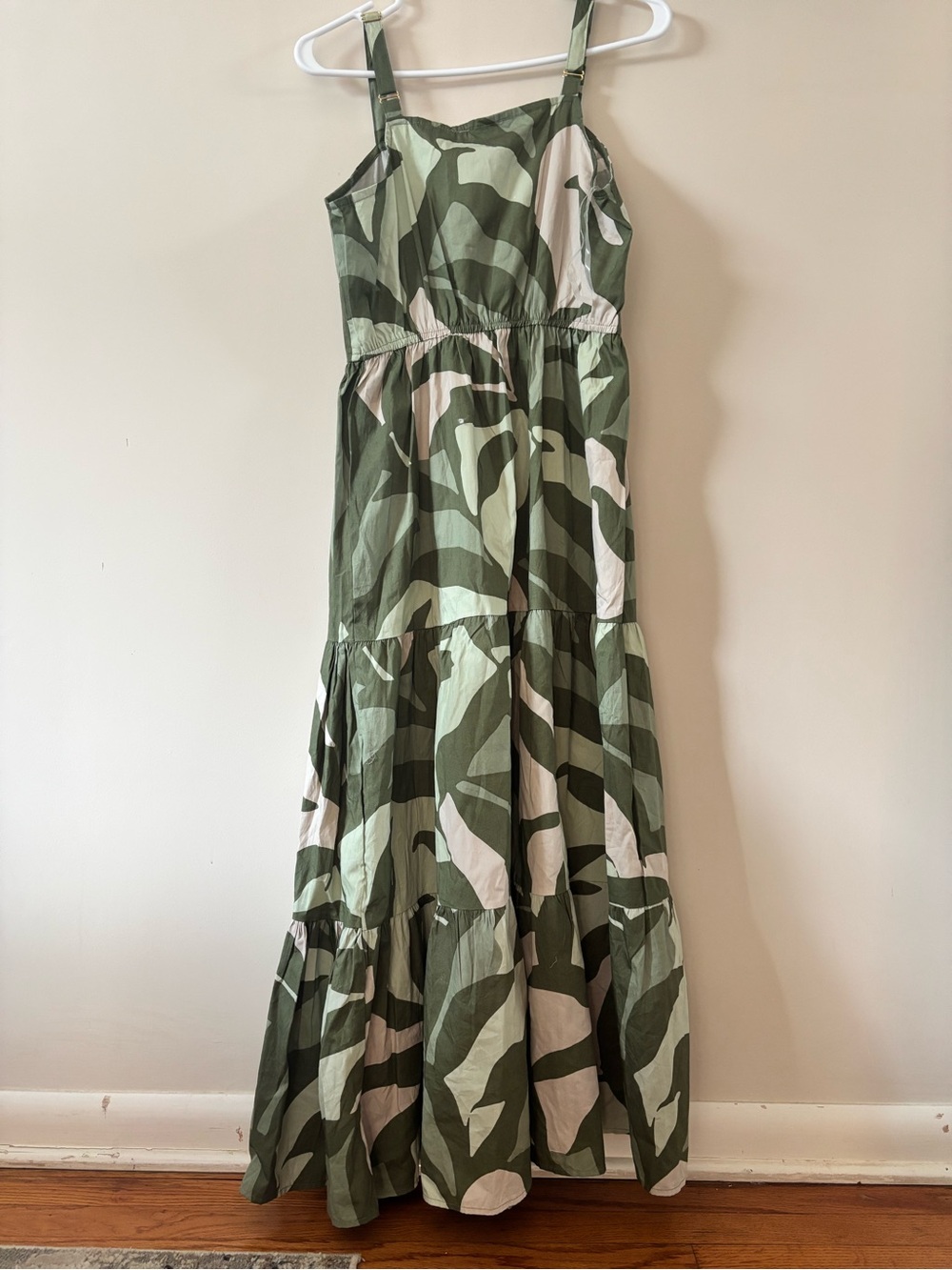 Tiered Camouflage Maxi Dress in Olive Green